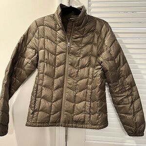 Marmot Tan Puffer Jacket with Stand-Up Collar